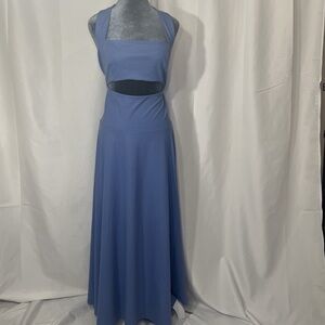 Elegant Blue Halter Maxi Dress
